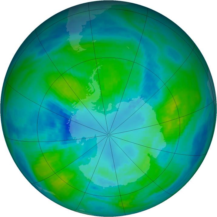 Antarctic ozone map for 08 April 1982